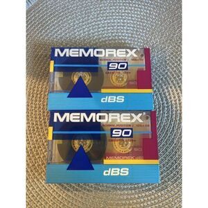 Vintage Lot of 2 MEMOREX dBS 90 Blank Cassette Tapes NEW SEALED 1990s